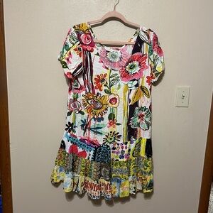 Jams World 50 Years Tiered Hattie Dress Aubergine Floral Print Size Medium